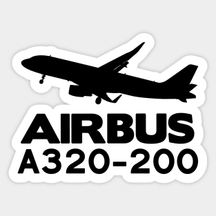 Airbus A320-200 Silhouette Print (Black) Sticker